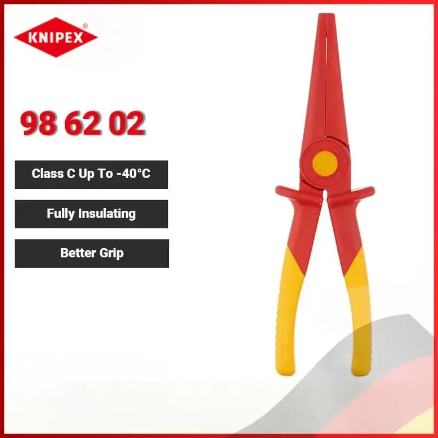

KNIPEX 98 62 02 Плоскогубцы с изоляцией, 8,6 дюйма, 1000 В — длинный плоский нос | Безопасность для электропроводки и ремонта