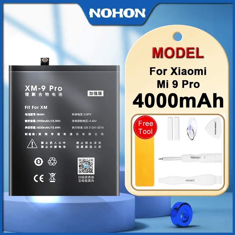 

NOHON BM4H Battery For Xiaomi 9 Pro Mi 9 Pro Mi9 Pro Genuine Replacement Phone Battery 4000mAh Free Tools