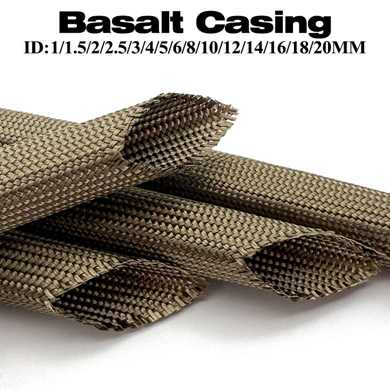1000 Deg.C Basalt Fiber Braided Sleeve Acid And Alkali Resistance Flame-Retardant Thermal Insulation Fiberglass Sleeve ID 1~20mm