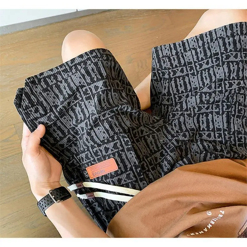 

Ice Silk Qui Dry Casual Men's orts Summer High Street Functional Outdoor Wear Five-Quarter Length Spor Straight Leg Pants