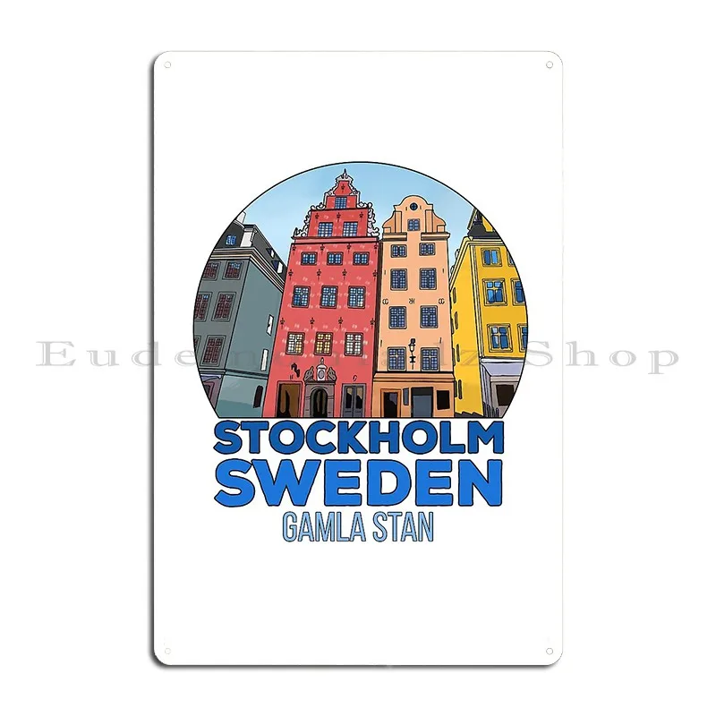 Gamla Stan Stockholm Sweden Metal Plaque Poster Design Rusty Designing Kitchen Wall Decor Tin Sign Poster