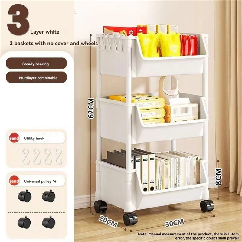 M-Modern-Household Snacks Storage Bookshelf, Trolley Storage Rack, Storage Rack Kitchen Fruit And Vegetable Basket
