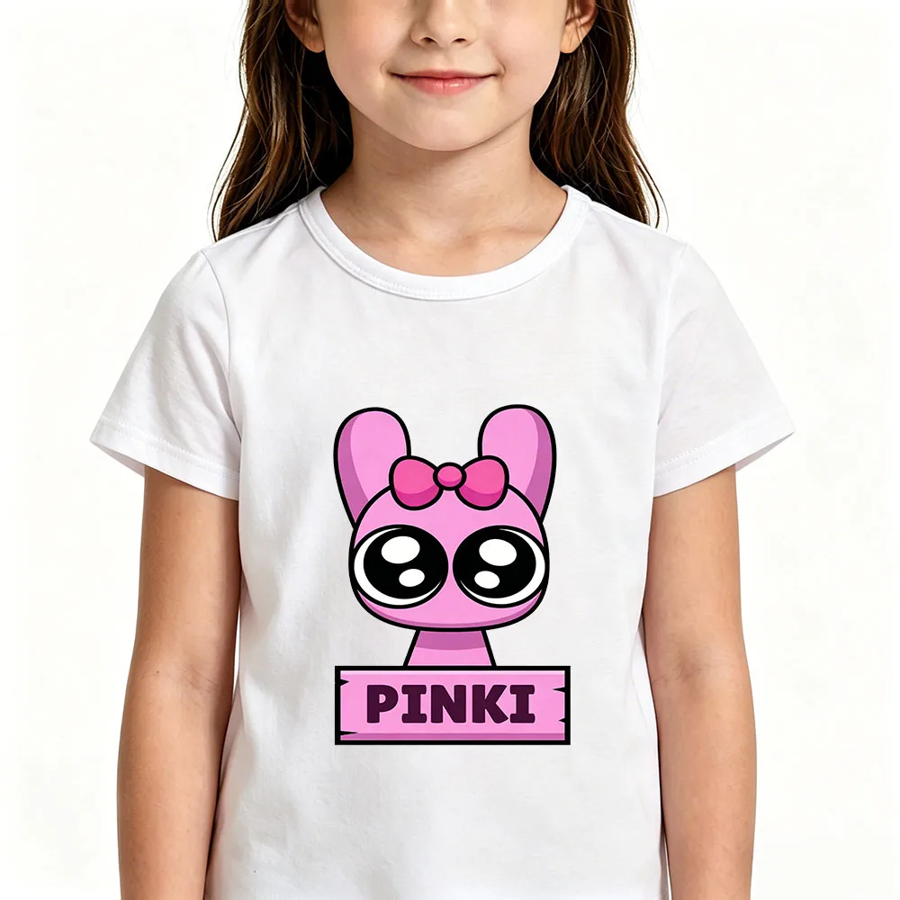 Game Sprunki Children's T-Shirt 100% Cotton Cartoon Graphic T Shirt 2-12Y Short Sleeve Boys Girls Daily Casual Summer Clothes
