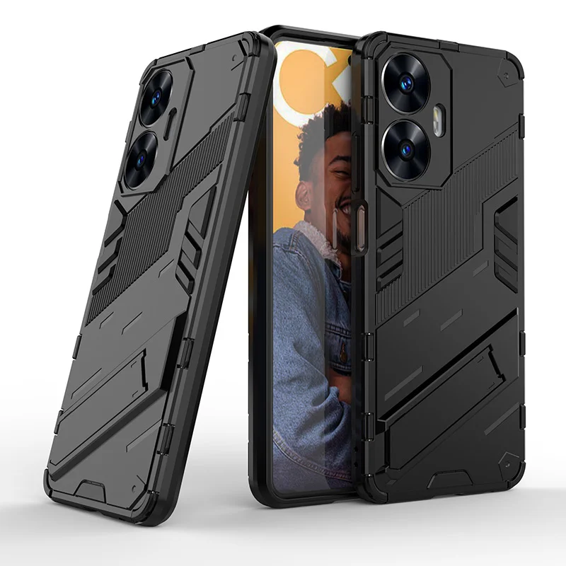 RealmeC55 4G Case Armor Shockproof Phone Cases For Realmi Realme C55 C 55 4G RMX3710 Car Magnetic Holder Stand Back Cover