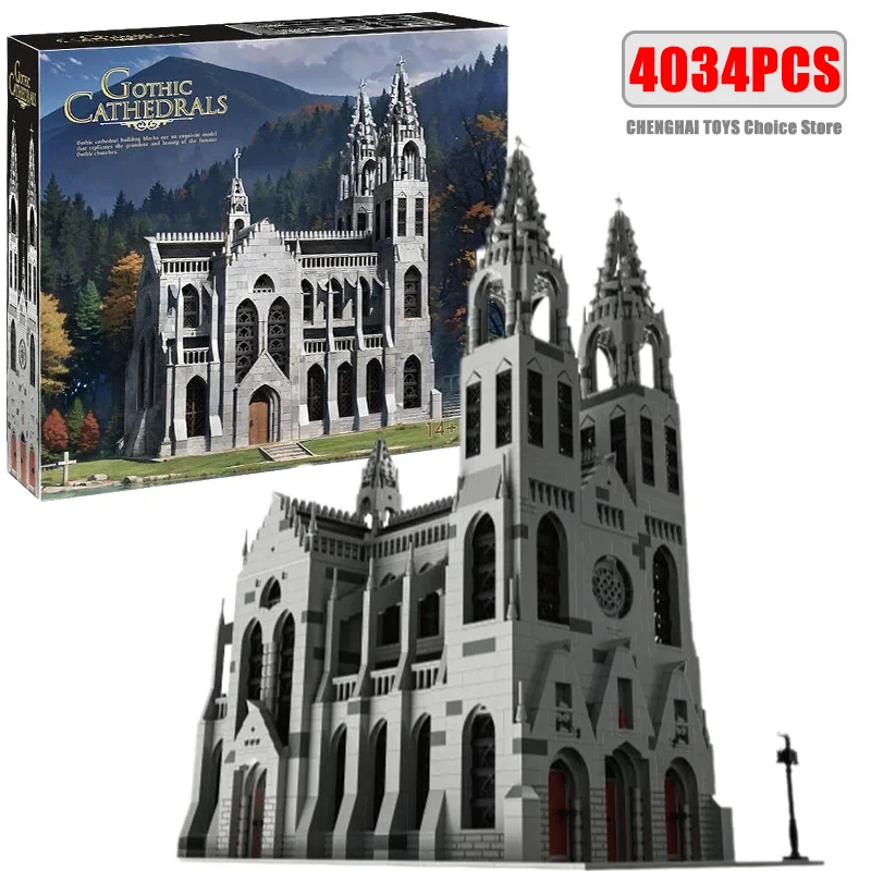 

4034pcs MOC Idea Gothic Cathedral Building Blocks Assembling Medieval architecture Bricks Toys for Children Birthday Gift Set