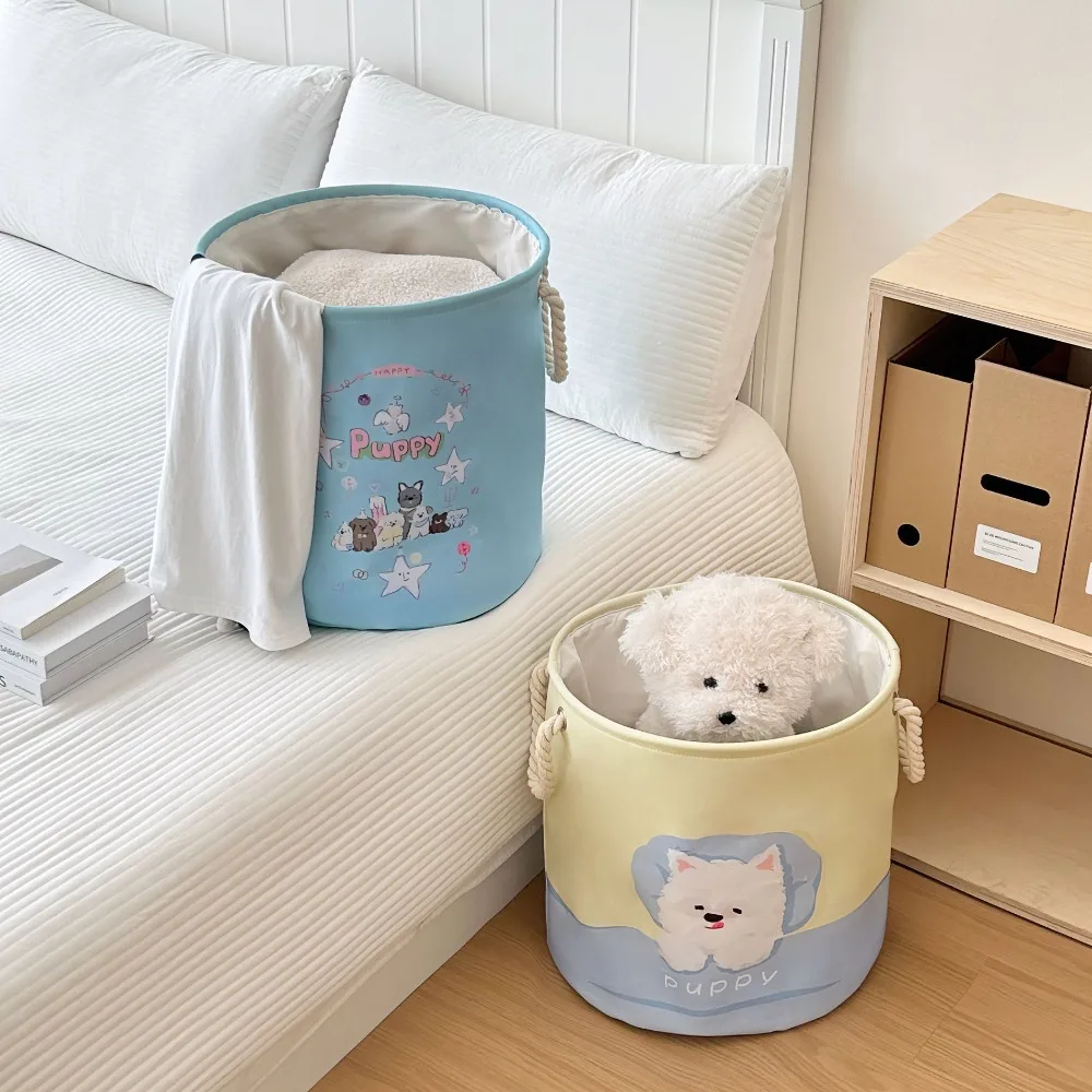 

Cute Foldable Laundry Hamper Space-Saving with Handle Clutter Baskets Cartoon Dirty Clothes Basket Bedroom