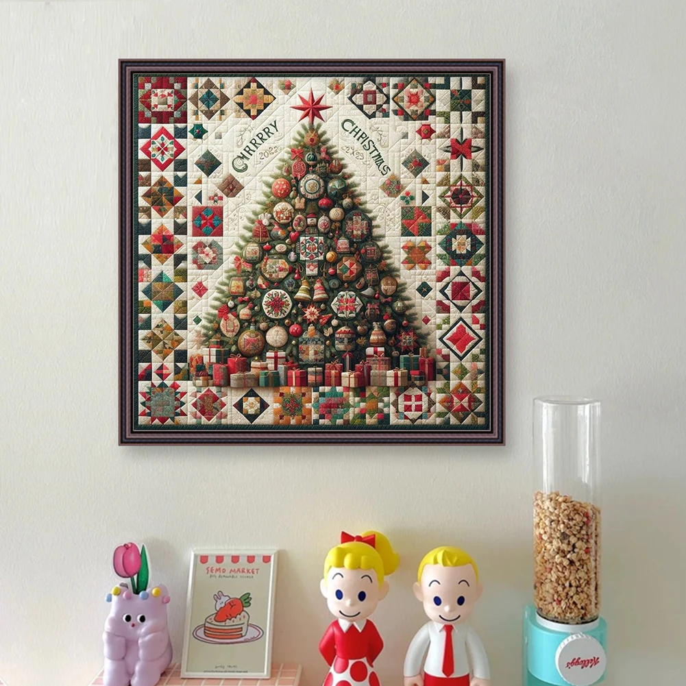 Vollständig besticktes Baumwollgarn 14CT Bedrucktes Weihnachtsbaum-Kreuzstich-Set Kunst
