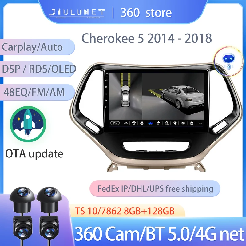 

JIULUNET Smart Stereo Android Auto 360 Cam радио для Jeep Cherokee 5 KL 2014 - 2018 мультимедийная навигация Carplay