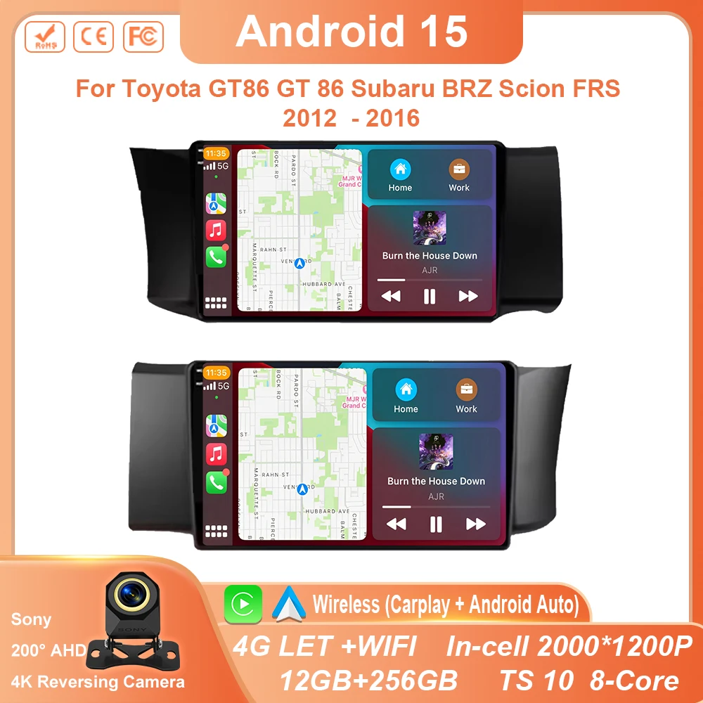

Android 15 For Toyota GT86 GT 86 Subaru BRZ Scion FRS 2012 2013 - 2016 Car GPS Navigation Radio AndroidAuto Carplay BT Head Unit