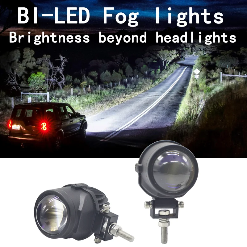 Bi LED Fog Light 2 inch Universal Spotlight blue lens Fog lamp Waterproof Projector Lens LED Mini Matrix Lights Car Accessory