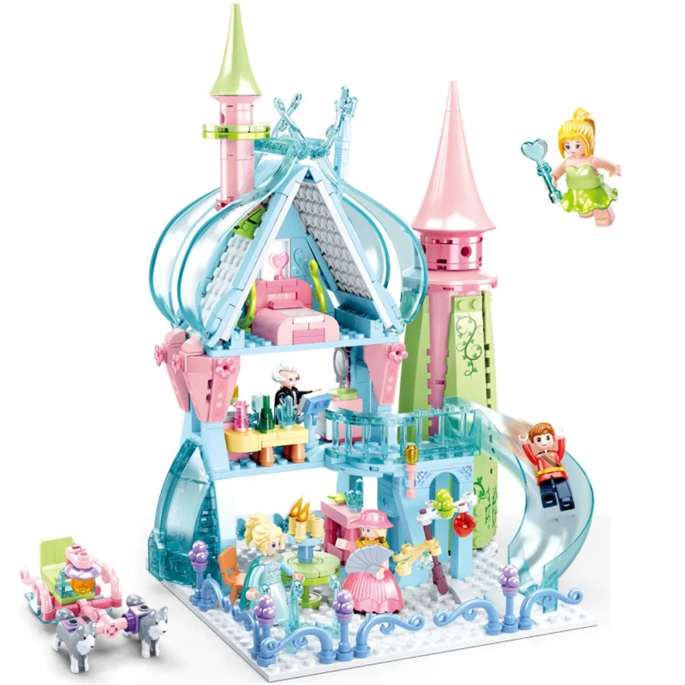 Ghiaccio Neve Castello magico Building Block Regina Fiabe Casa della principessa Splendido modello di giocattolo di assemblaggio squisito Ragazza Festival Regalo