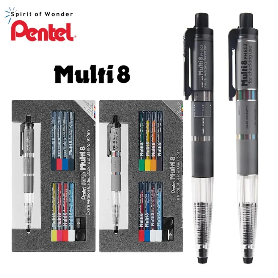 For Japan Pentel Multi+8 Color Pencil Painting Supplies Mechanical Pencil+Ballpoint Pen Set Excellent Design Award Stationery