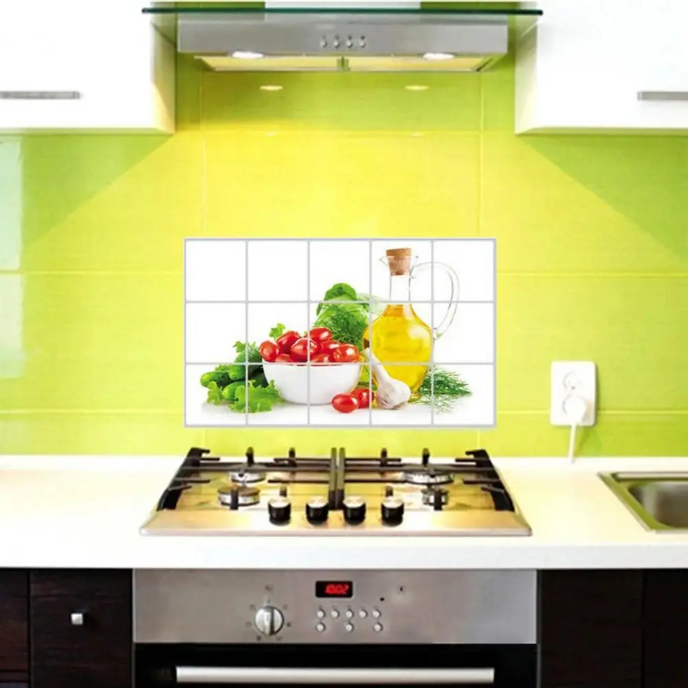 Wall Sticker Food Theme Fruit Pattern Waterproof Anti-oil PVC Sticker Wallpaper Home Supplies For Kitchen Restaurant Background