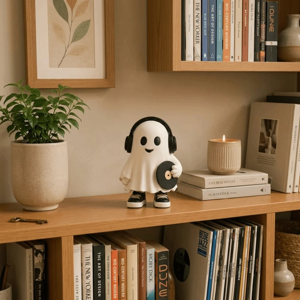 Solid Resin Ghost Figurine Polished Craftsmanship Stable Texture Halloween Decor Compact Lightweight Smooth Finish