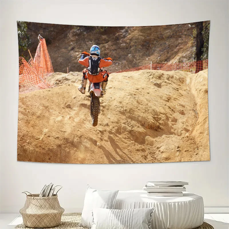 Dynamic Motocross Dirt Bike Racing Action Wall Tapestry Canvas Art Decor for Sports Bedroom Man Cave Gifts Poster