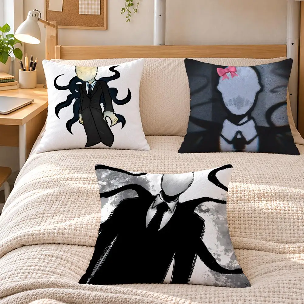 Horror Creepypasta S-Slenderman Cushion Cover Soft Short Plush Sofa Bedroom Den Car Dorm Decor Gifts