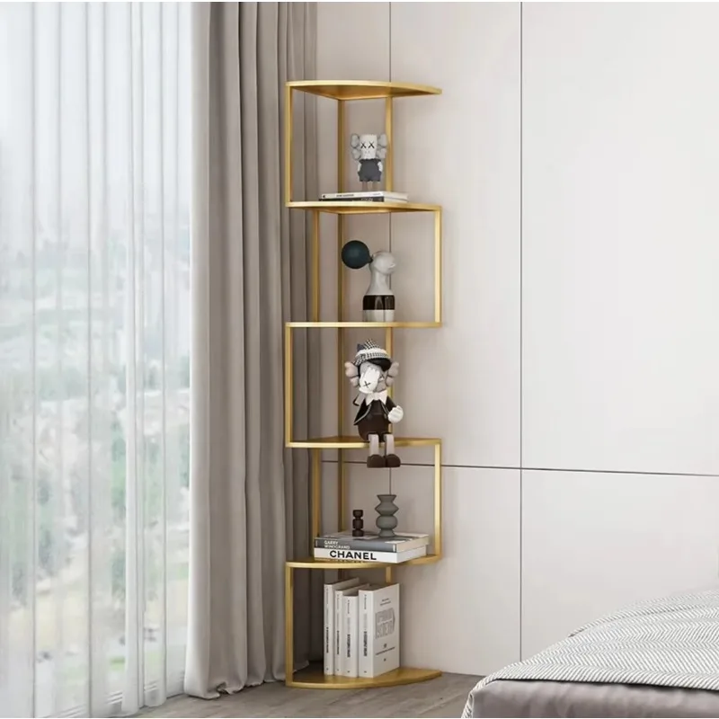 

Iron creative bookshelf floor corner storage rack milk living room corner storage rack