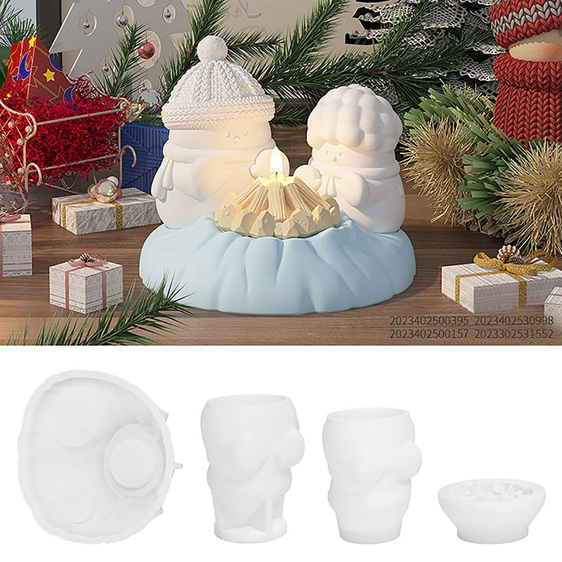 3D Melting Snowman ซิลิโคนเทียนแม่พิมพ์คริสต์มาสน่ารัก Snowman หัตถกรรมยิปซั่มเรซิ่นคริสตัลแม่พิมพ์ Handmade เค้กช็อกโกแลตเครื่องมือ