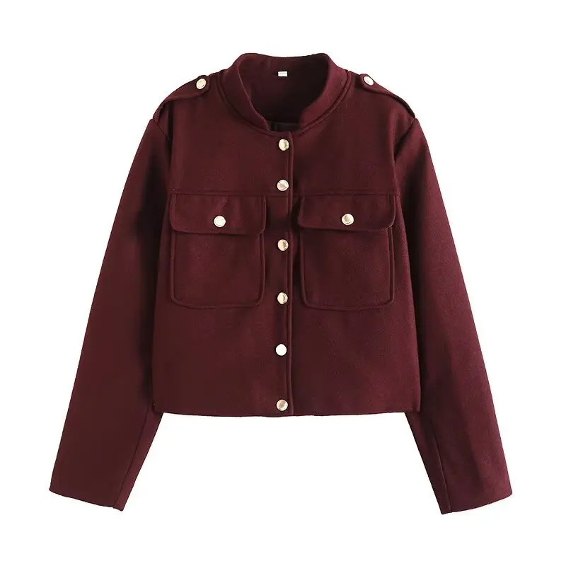 TAOP&ZA Women's 2025 Spring New Style European and American Style Fashionable Casual Versatile Stand Collar Short Jacket