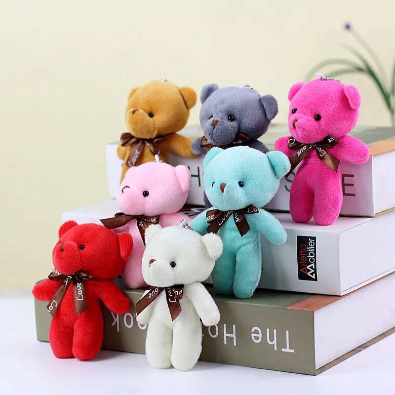 10pcs/lot Tiny Bear Stuffed Plush Toys Mini Bear Doll Toy Keychain Bag Pendants Wedding Decoration Children Birthday Party Gifts