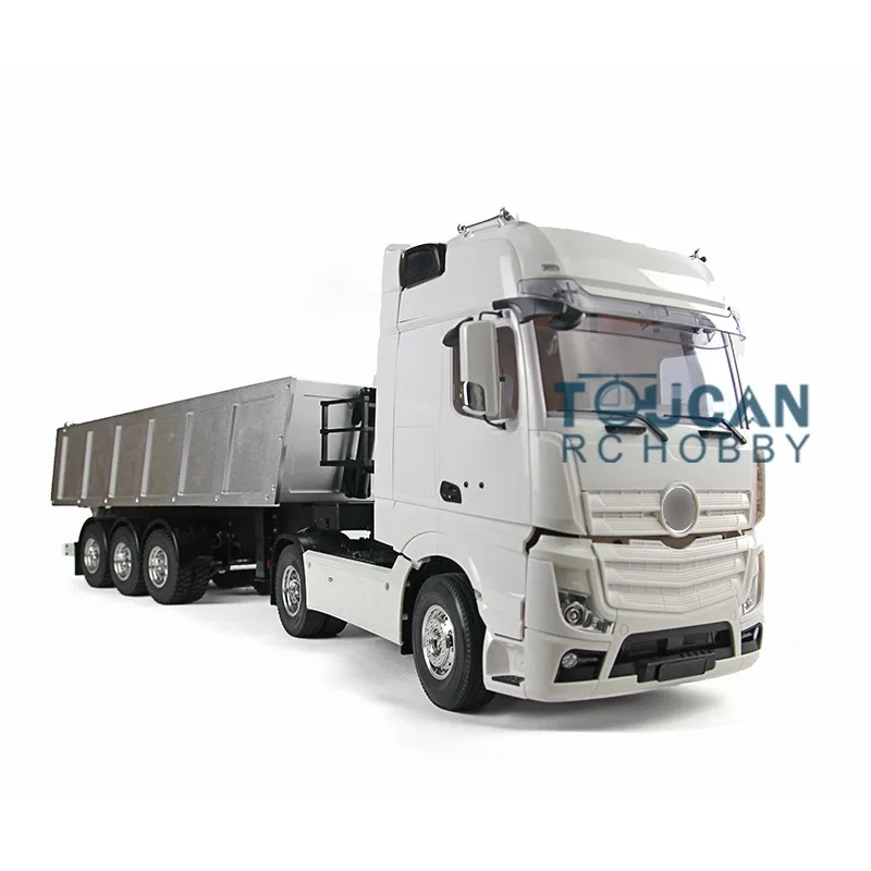 TOUCANHOBBY 2 assi 1/14 RC Hightop trattore camion con 3 assi scarico ribaltabile kit rimorchio telecomando auto giocattoli per adulti THZH0371