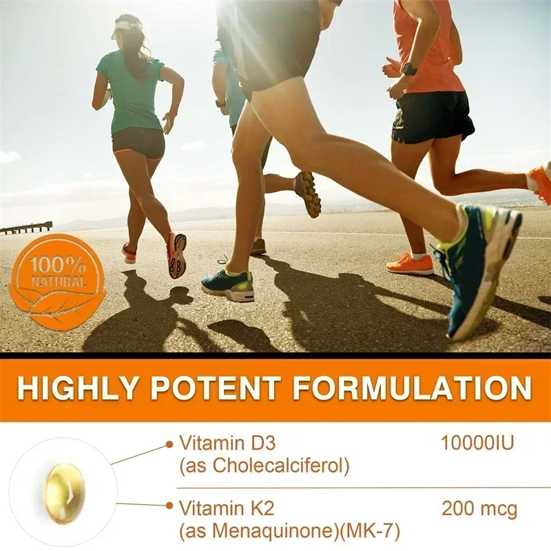 Vitamin D3+K2 Capsules - Help Regulate Calcium Metabolism, Supports Teeth, Bones, Heart Health, Joint Health, Immunity - Image 3