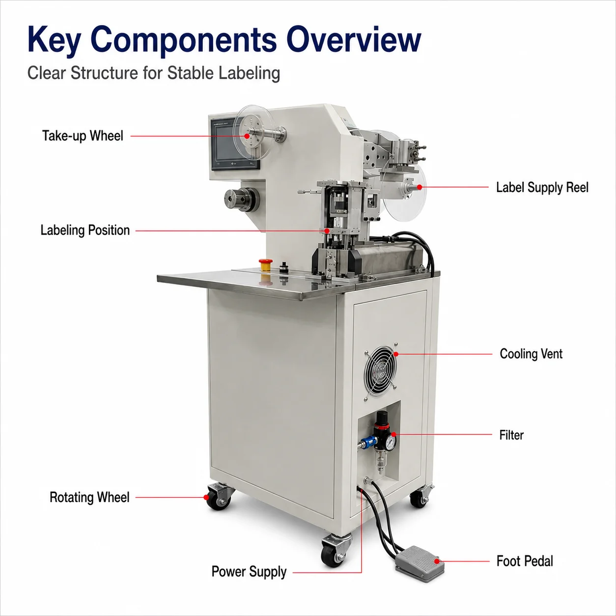 SQ Automatic Flag Folding Labeling Machine 2-11 Mm Wire 25-150 Mm Label ±0.5 Mm Accuracy 700-1300 Pcs/h For Wire Cable Tube