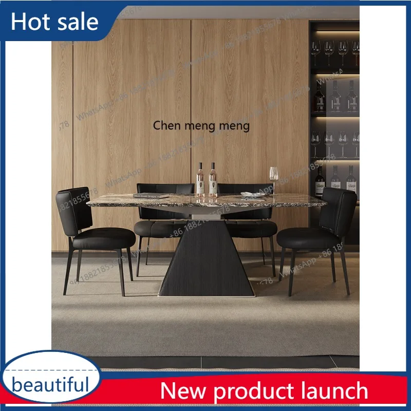 

a51 Роскошный каменный обеденный стол для гостиной премиум-класса, итальянский минималистичный натуральный мраморный светлый роскошный прямоугольный обеденный стол и ч