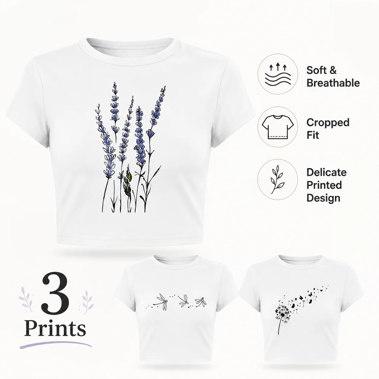 Insects Plants Print Crop Tops - đánh giá và giá T Shirt Tight Fit