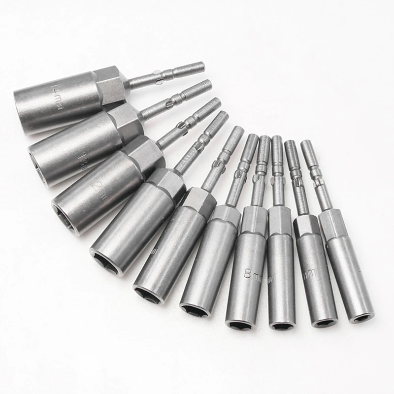 ไขควงไฟฟ้า10ชิ้นหัวหกเหลี่ยมหัวหกเหลี่ยมสลักเกลียวประแจรวดเร็วไขควงข้อต่อไขควงเครื่องมือปลอกไขควง