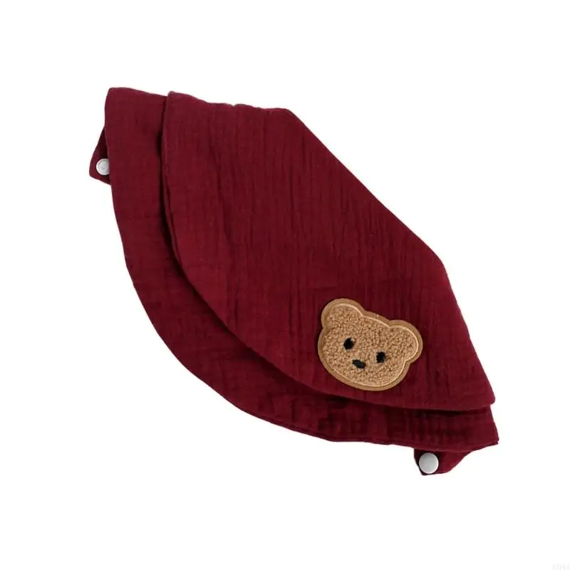 H055 Infant Cotton Bib 2-Layer Bear Pattern Saliva Towel Comfortable Toddler Teething Bib Towel for Sensitive Skin Baby