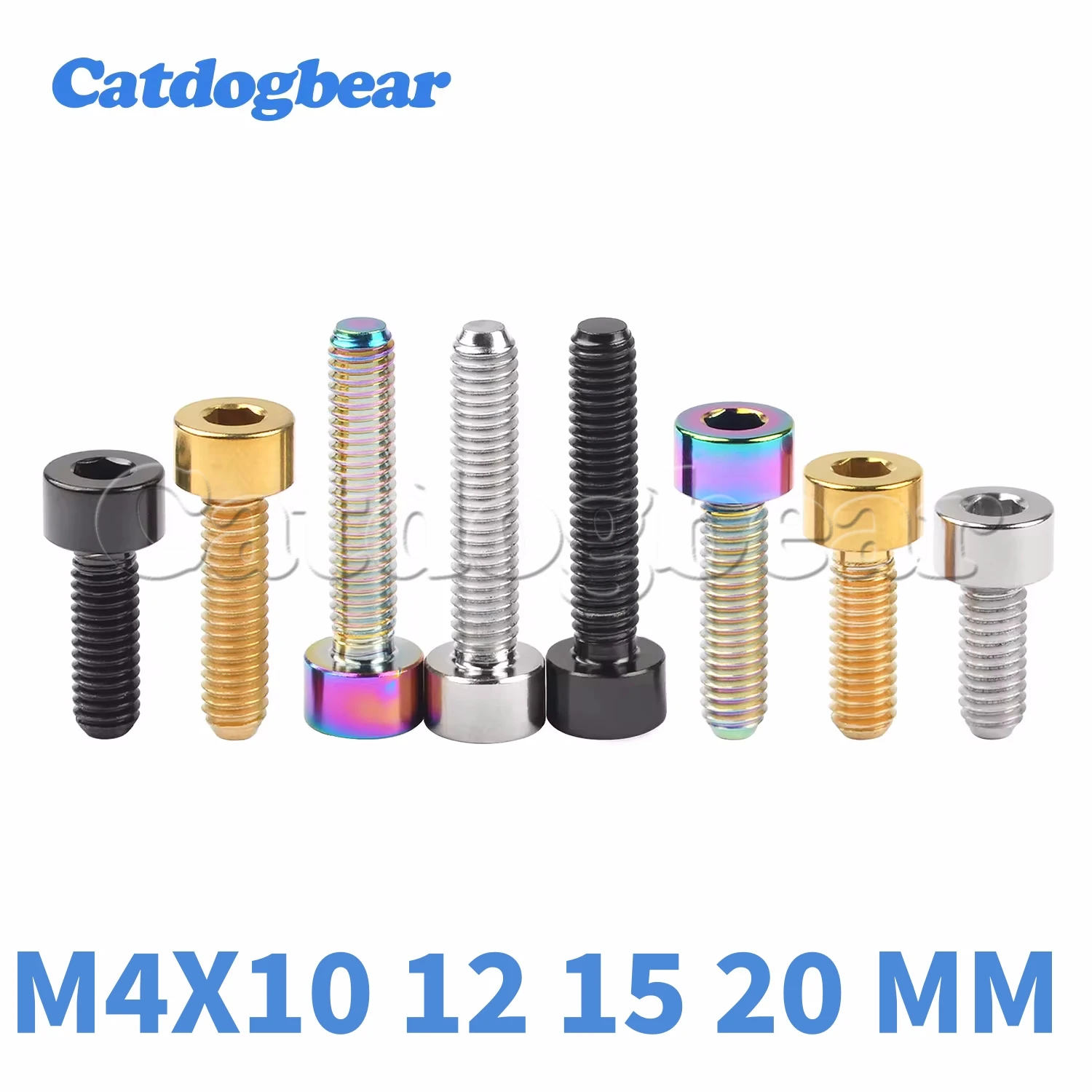 

Catdogbear 4Pcs Titanium Bolts M4x10 12 15 20 mm DIN912 Allen Key Ti Screws for Bicycle Stem Bolt Fasteners