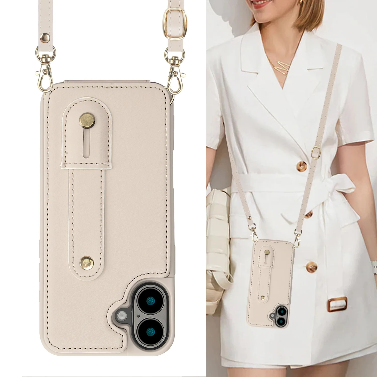 Suitable for iphone16 mobile phone protection shell wallet oblique cross multi-card storage multi-function shoulder car bag