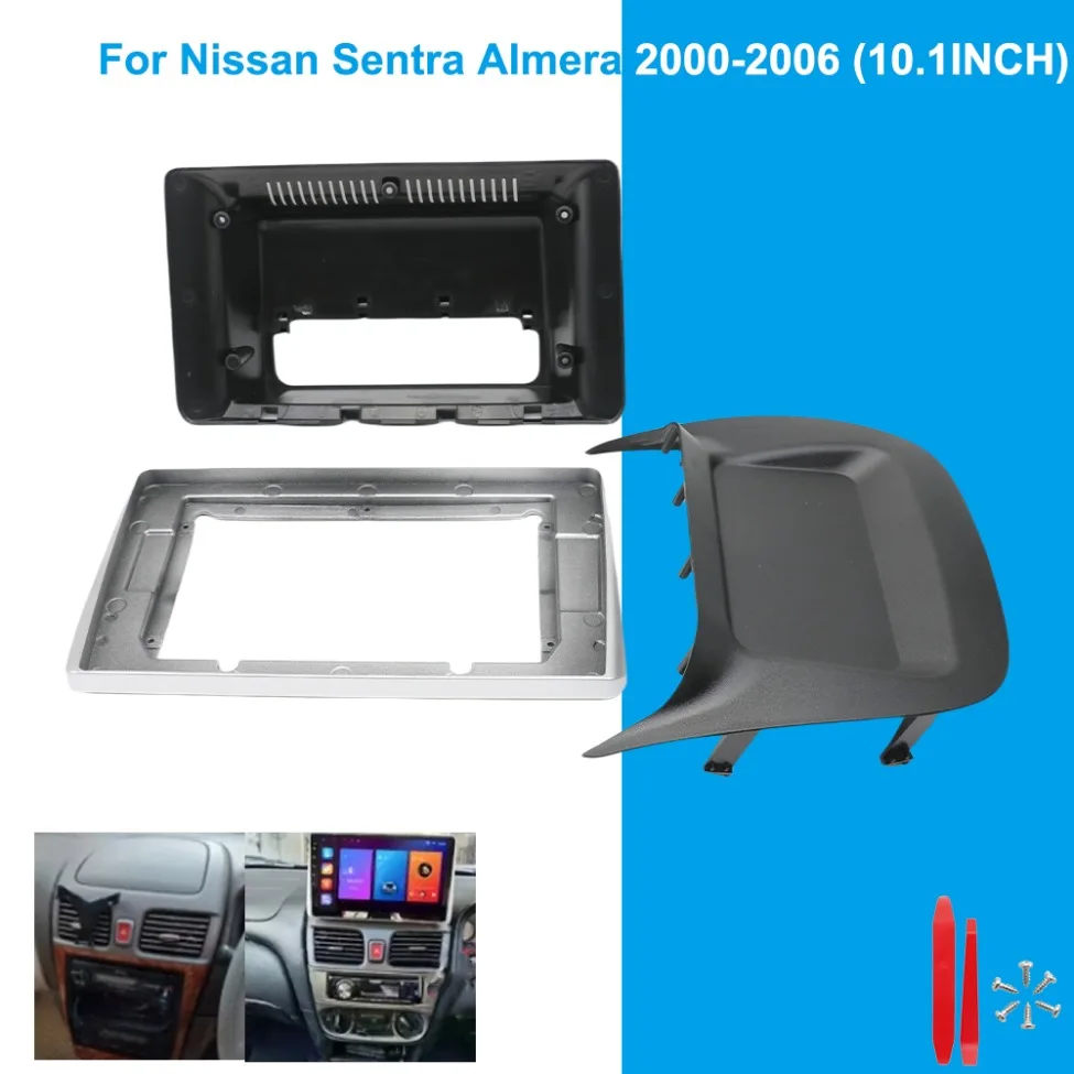 

Для Nissan Sentra Almera 2000-2006: 10,1-дюймовая рамка автомагнитолы, установочный комплект для приборной панели, декоративная накладка