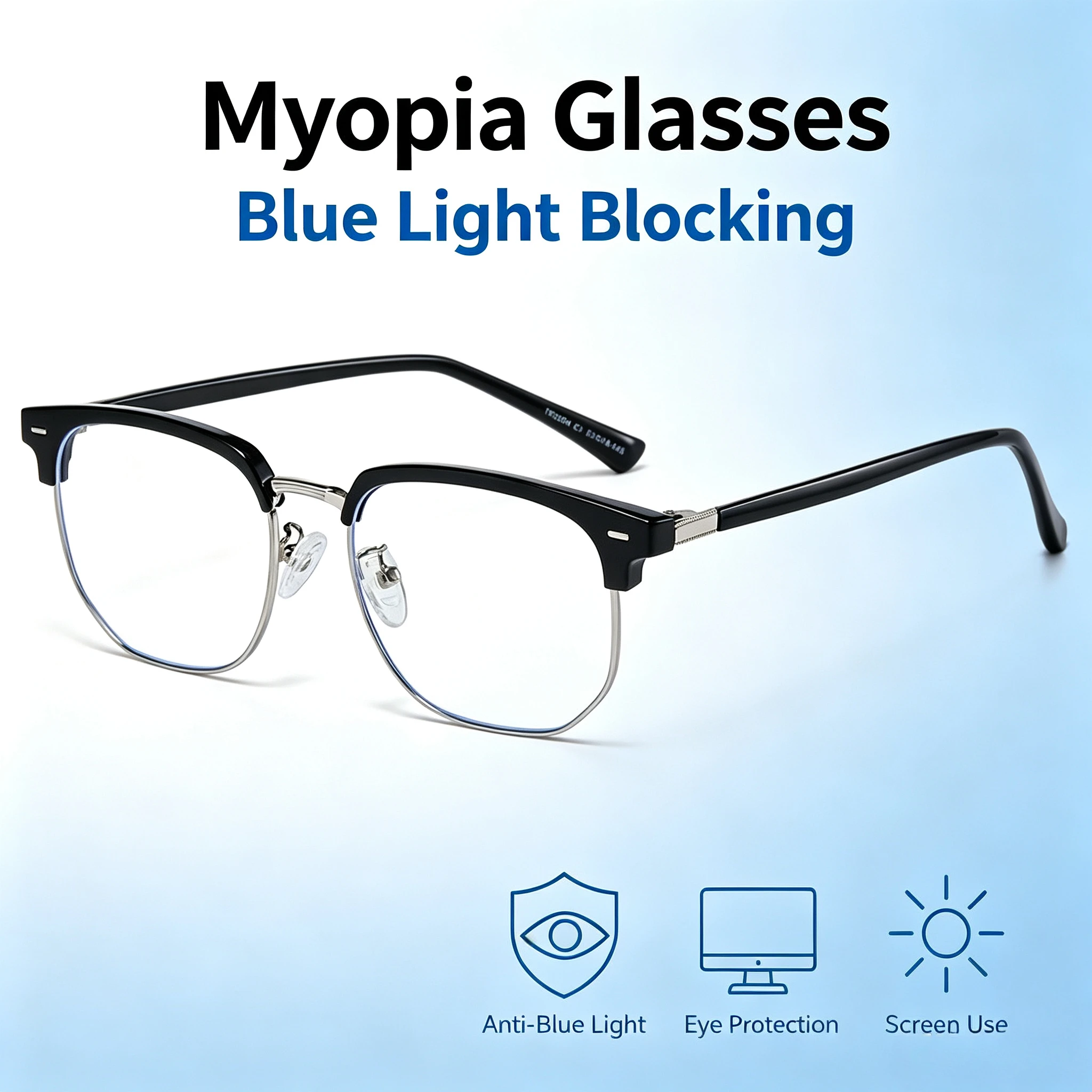 -1.0 -1.0 To -6.0 Semi-Rimless Anti-Blue Light Myopia Glasses, Lightweight HD Vision Metal Frames Eyeglasses for Men Women - Aliexpress Deal
