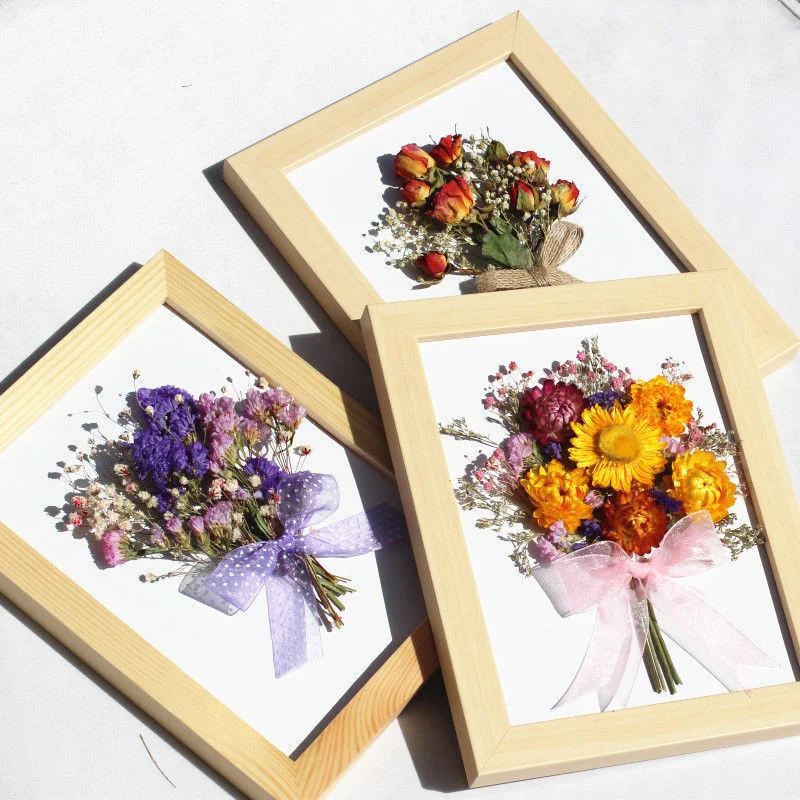 

DIY 3D Handmade Dried Immortal Flower Material Photo Frame Desktop Crafts Ornaments Creative INS Picture Wall Hanging Decor