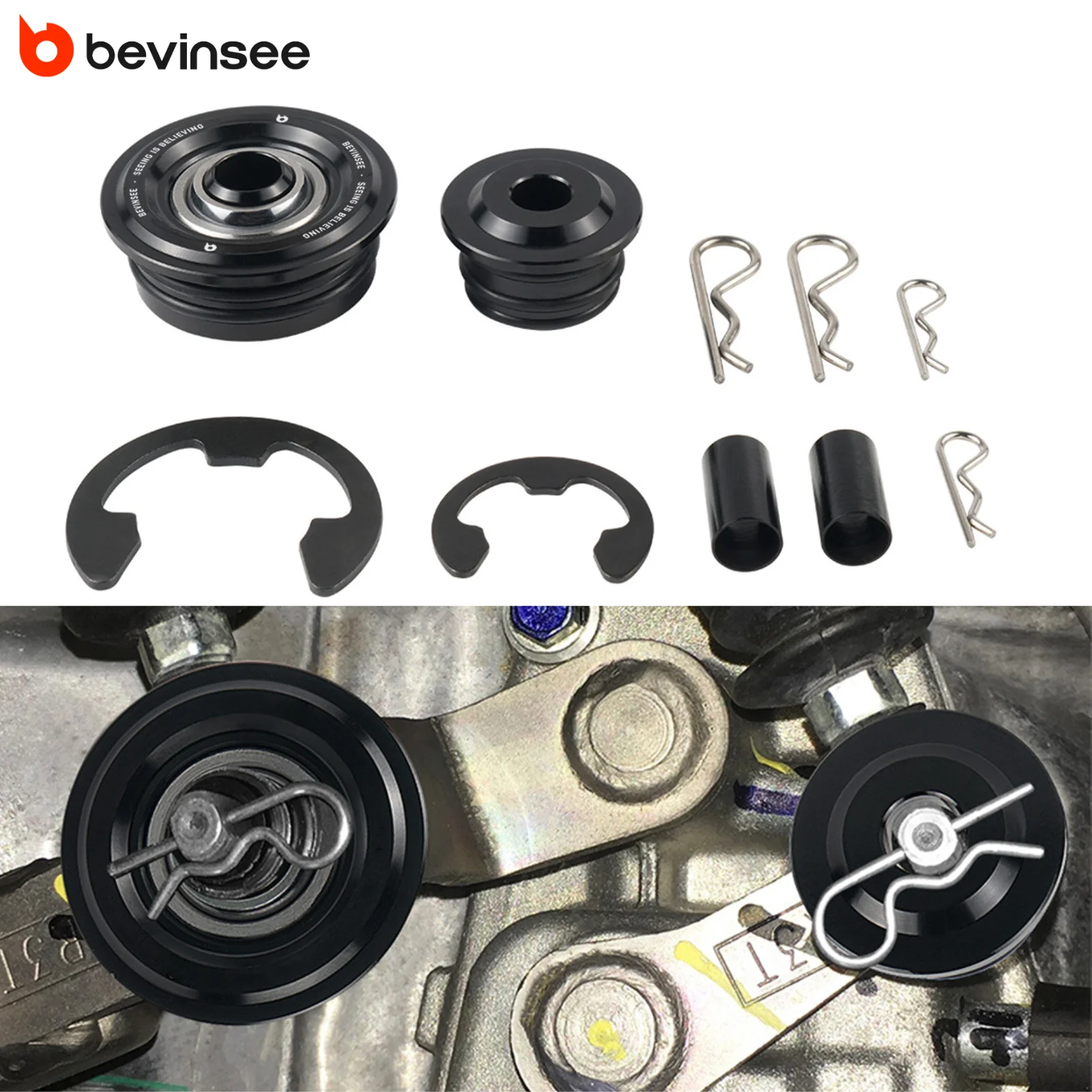 

Алюминиевые сферические втулки троса переключения передач BEVINSEE для Honda Civic SI, Acura RSX, TSX, Accord