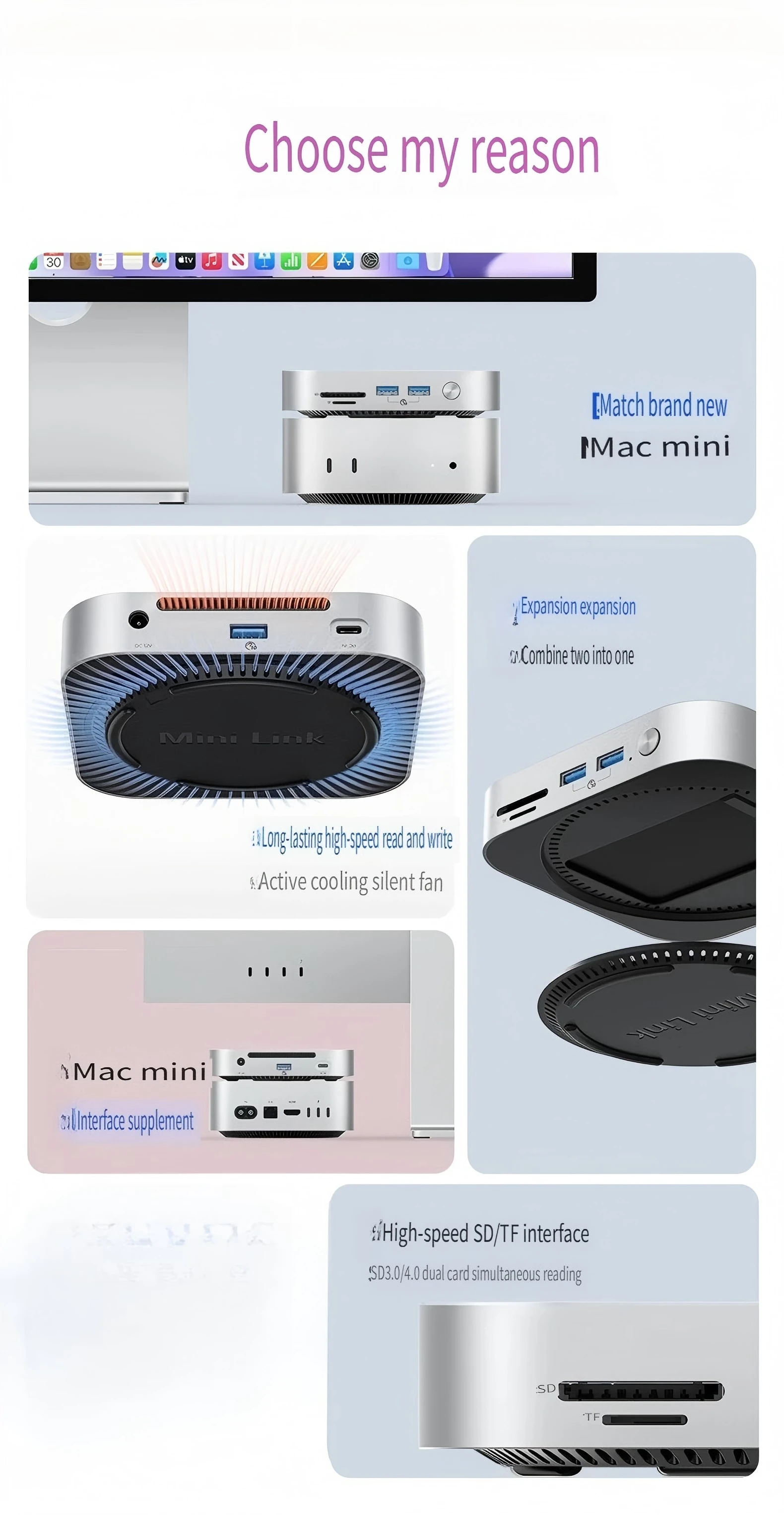 محول محطة إرساء Macmini M4 M.2 حاوية القرص الصلب المتوافقة مع ملحق سطح المكتب Thunderbolt 3/4