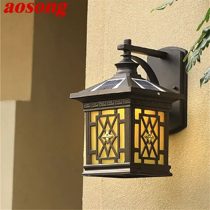 

AOSONG Solar Wall Light Fixture Outdoor Modern LED Waterproof Patio Lighting For Porch Balcony Courtyard Villa Aisle