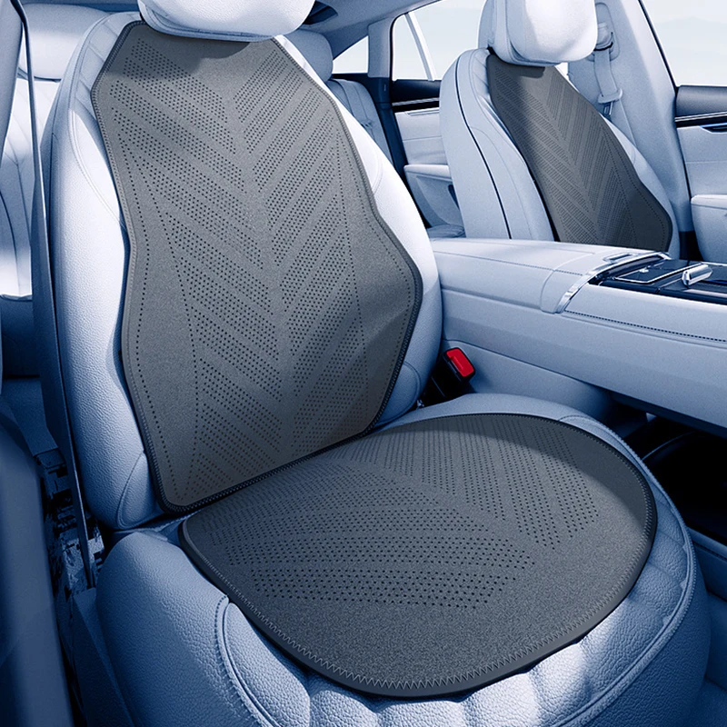 Soft Suede Technology Sense Gray Seat Cover With Ergonomic Breathable Hole Non-slip Cooling Mat Universal Auto Seat Protector