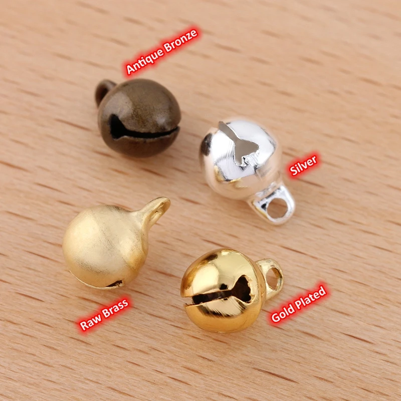 BoYuTe (200 Pieces/Lot) 6-8-10-12mm Brass Bell Beads Small Tinker Bell Christmas Jingle Bell Diy Jewelry Making Findings