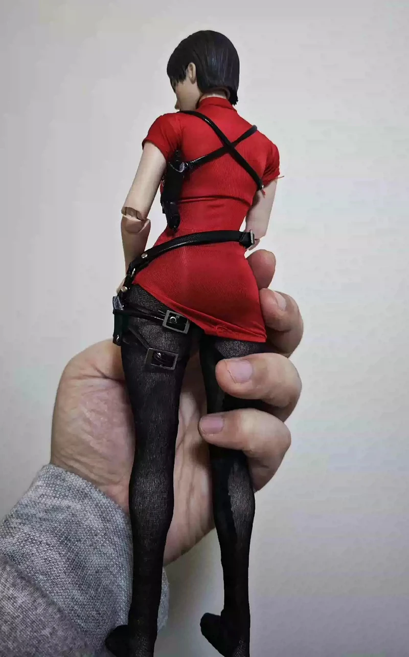 1/6 skala Cos Ada Wong czerwone legginsy dopasowana sukienka skórzane paski na ramię kabura z pistoletem na 12 "Model postaci zabawki