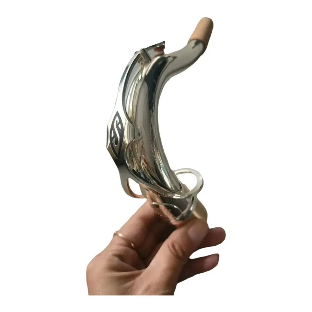 Silver Plated Brass BBb Tenor Sax Curved Neck 27.5mm Socket Nice Tone Replacement Part For Players Stage Band