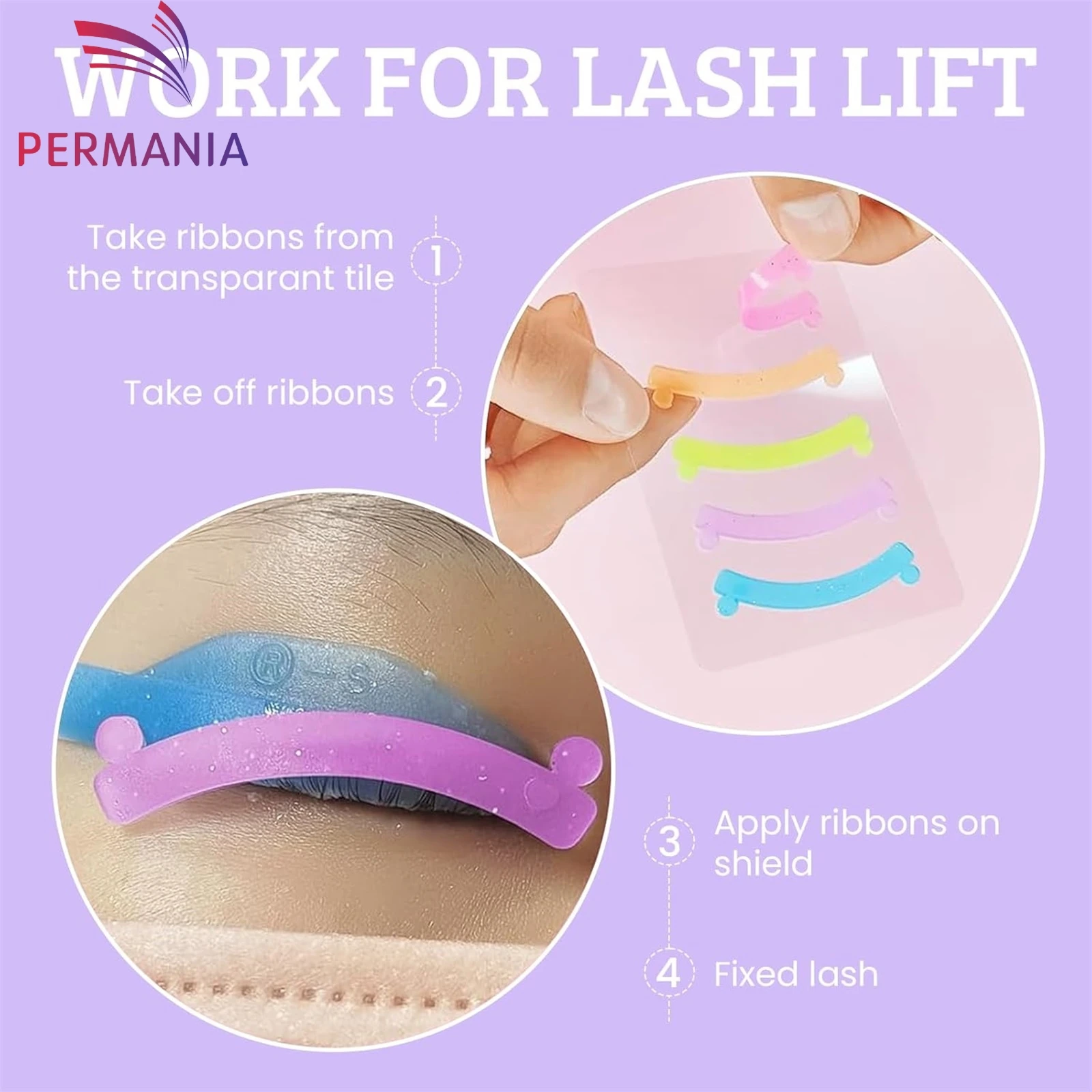 PERMANIA, 5 uds., rizador de pestañas reutilizable de arcoíris, cinta para levantar pestañas, almohadillas para levantar pestañas de silicona reutilizables, cubierta, accesorios para pestañas, herramienta de maquillaje
