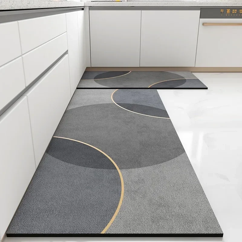 

Kitchen Absorbent Carpet Non-slip Foot Mat Diatom Mud Oil-absorbing Floor Mats Long Rug Gray Carpets Home Decoration Rugs 주방 카펫