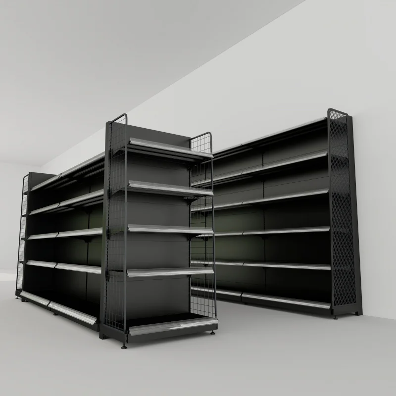 custom.Modern Single/Double-Sided Lightweight Metal Solid Pre-Assembled Supermarket Shelving Light Duty Freestandin