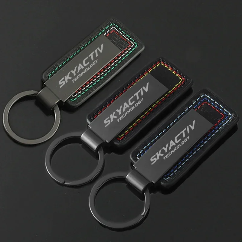 Leather Car Emblem Keychain Pendant Auto Key Chain Key Holder For Skyactiv MS Speed CX4 6 Atenza 3 Axela 2 MX5 CX7