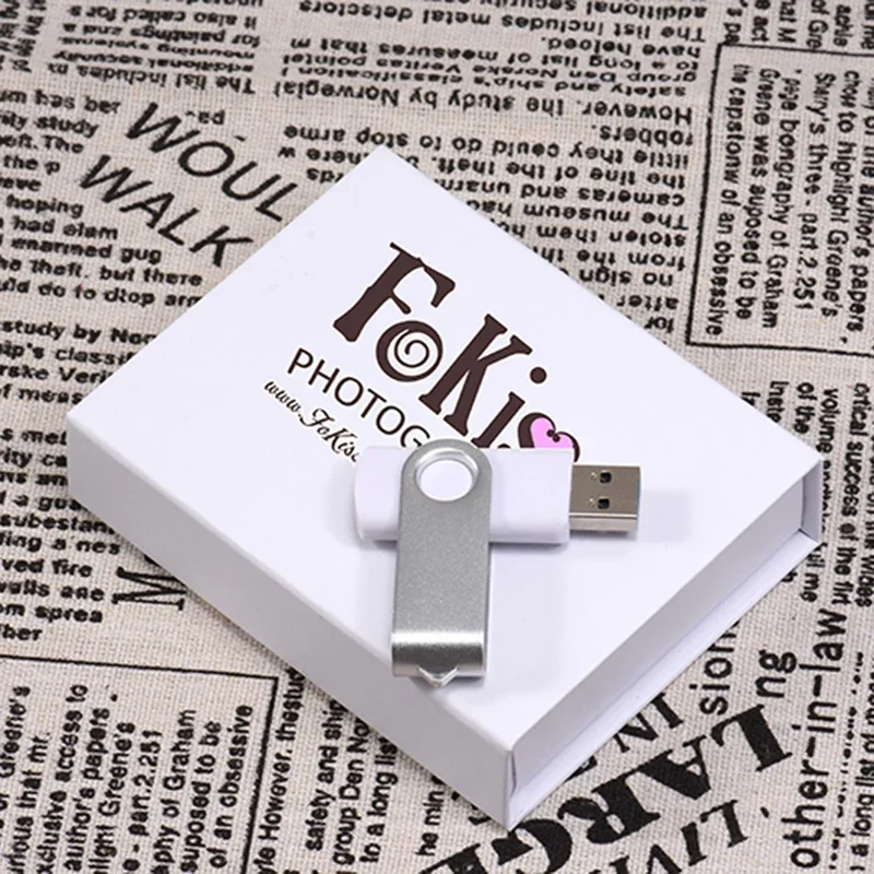 Gift Box Custom The Logo for Free Pen Drive Real Capacity USB Flash Drives Black Memory Stick Color Printing 64GB/32GB U Disk