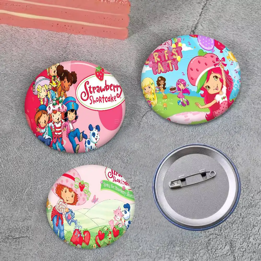 S-Strawberry Pink Girl 32/44/58MM Customizable Button Pins Cute Funny Creative Badge Jewelry Decor Gifts For Friends