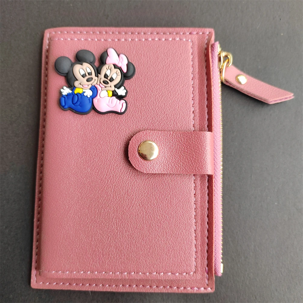 [1Pcs ] Disney Credit Band ID Card Holder Man Woman Youth Ladies Fashion Mini Purse Mickey Minnie Mouse Stitch Pooh Fancy Wallet